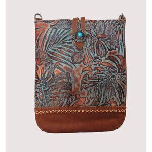 Genuine Leather Purse Turquoise Embellishment Womens Small Blue Brown Western